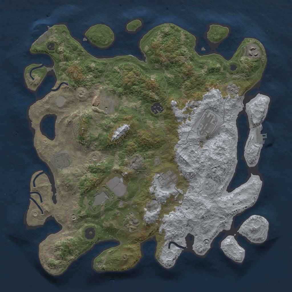 Rust Map: Procedural Map, Size: 3800, Seed: 49290609, 18 Monuments