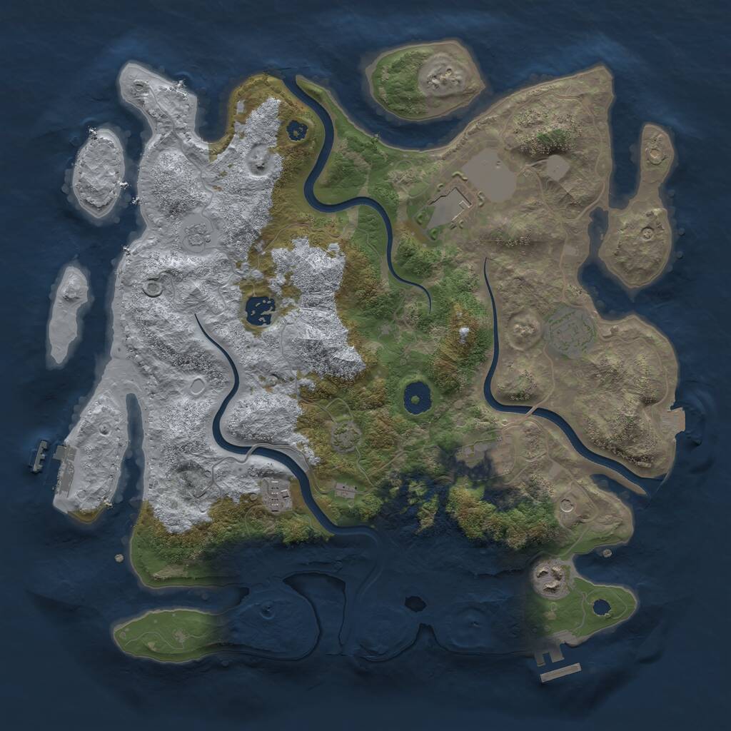 Rust Map: Procedural Map, Size: 3600, Seed: 469865, 12 Monuments
