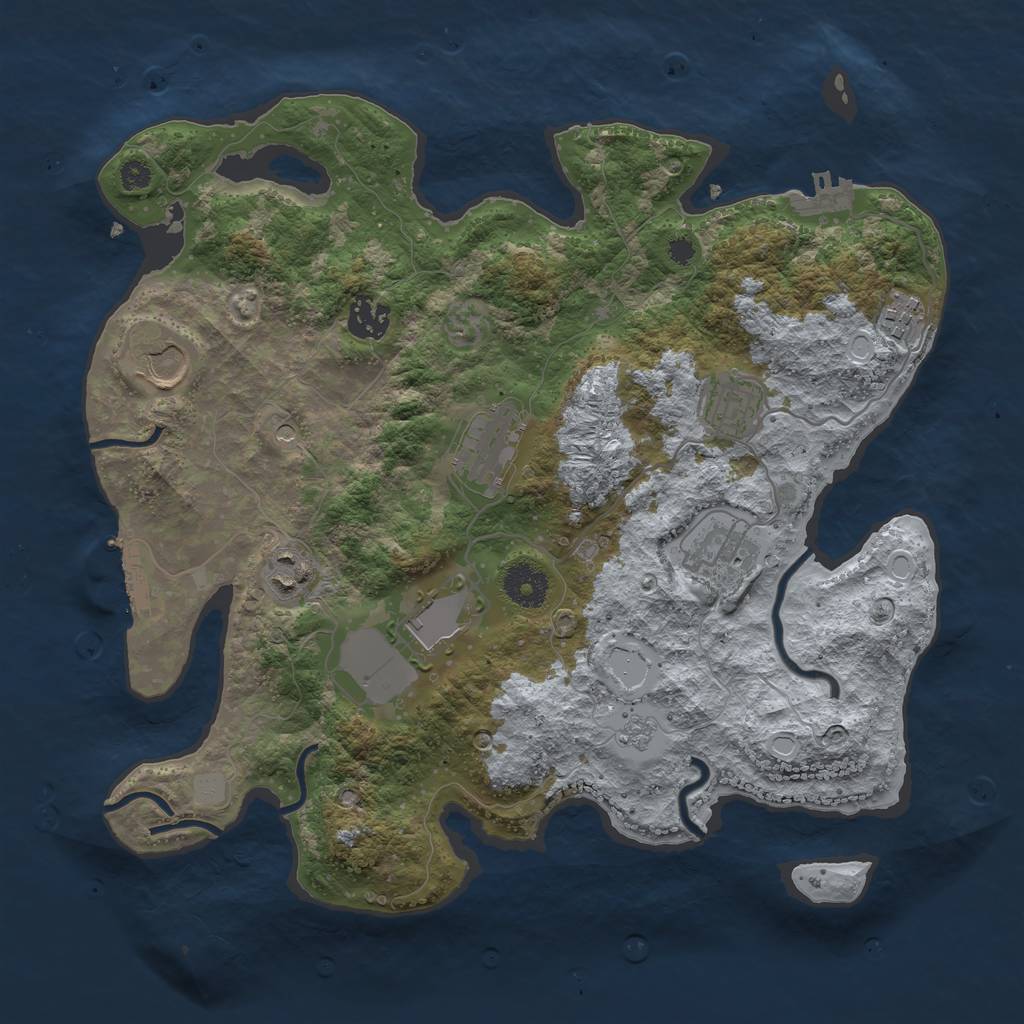 Rust Map: Procedural Map, Size: 3500, Seed: 1307638252, 15 Monuments