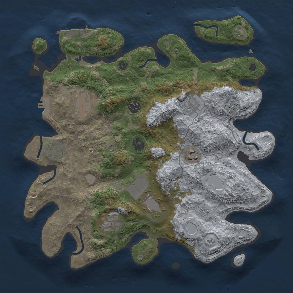 Rust Map: Procedural Map, Size: 3500, Seed: 1415776308, 15 Monuments