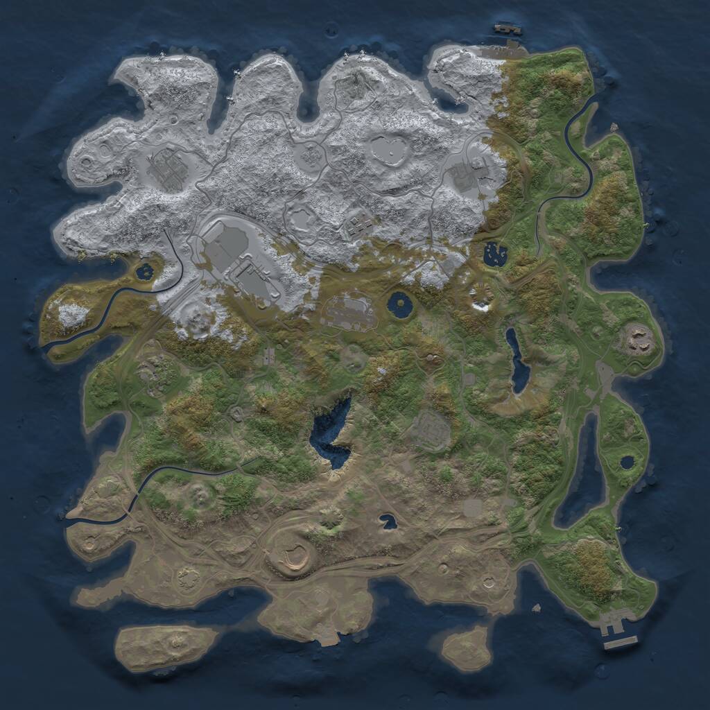 Rust Map: Procedural Map, Size: 4250, Seed: 204818358, 16 Monuments