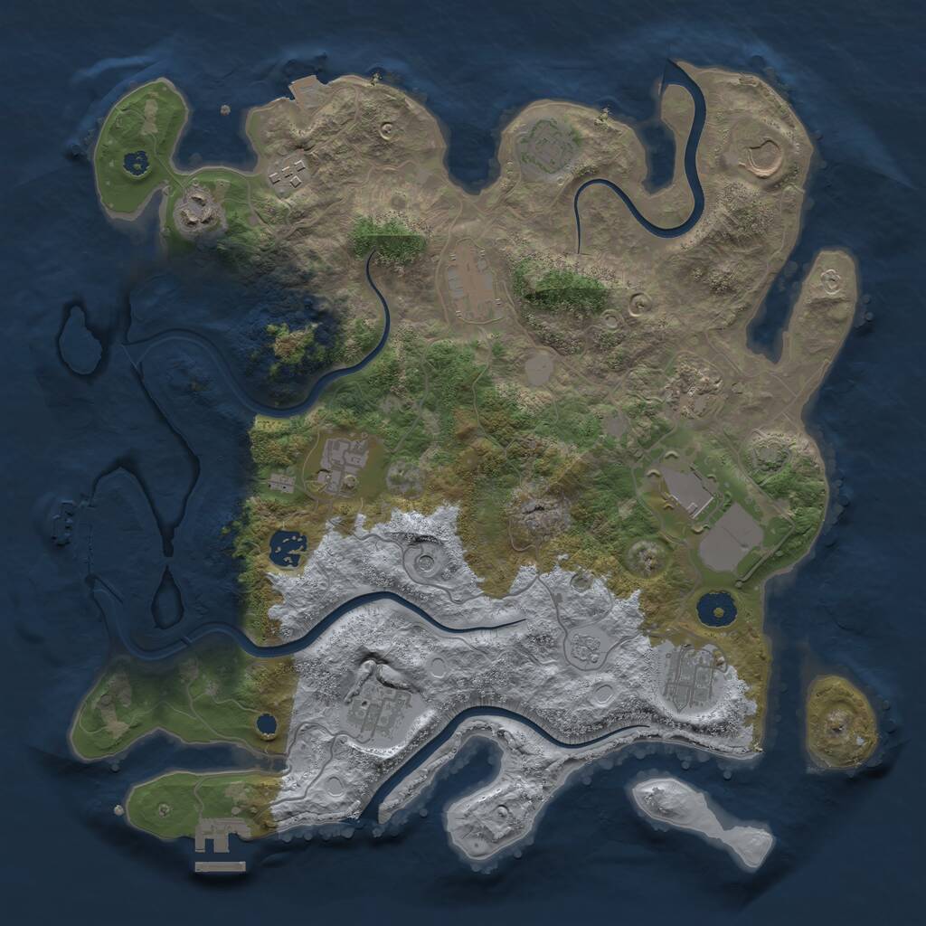 Rust Map: Procedural Map, Size: 3700, Seed: 865214024, 17 Monuments
