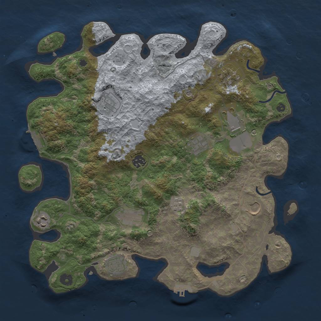 Rust Map: Procedural Map, Size: 3800, Seed: 1285235246, 19 Monuments