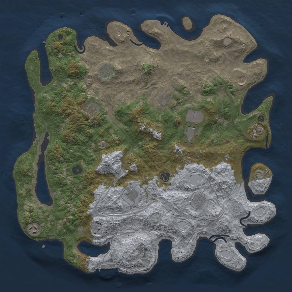 Rust Map: Procedural Map, Size: 4500, Seed: 1541286129, 20 Monuments