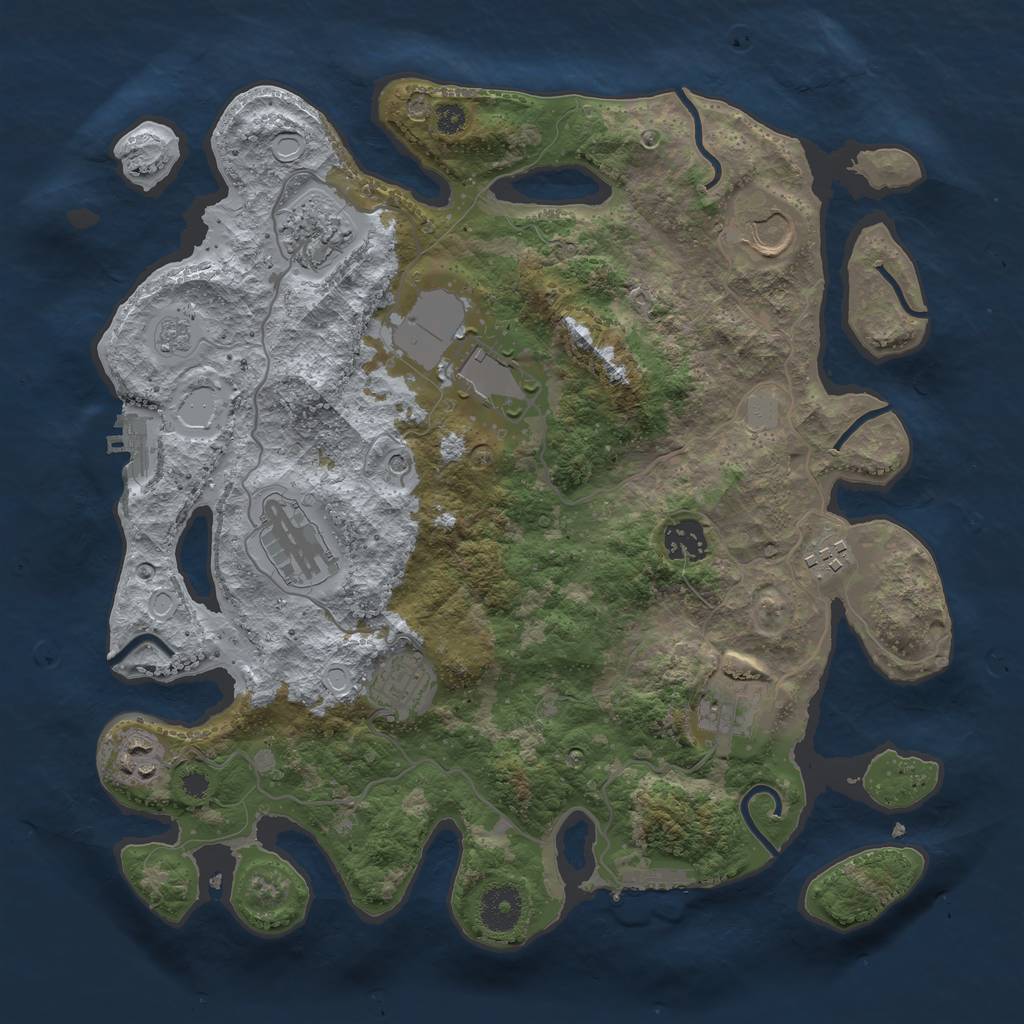 Rust Map: Procedural Map, Size: 3500, Seed: 885629550, 18 Monuments