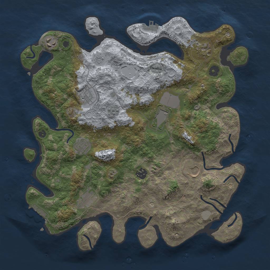 Rust Map: Procedural Map, Size: 3750, Seed: 2092564267, 18 Monuments