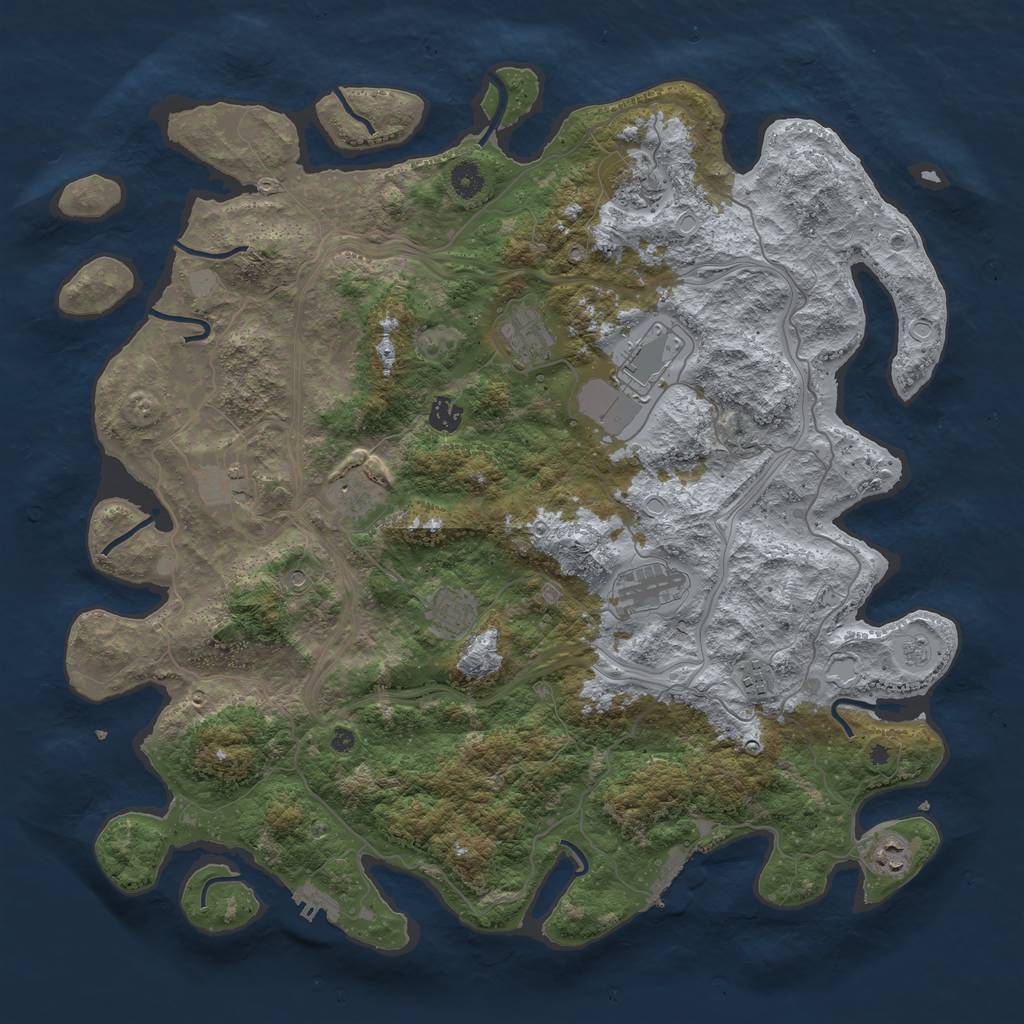 Rust Map: Procedural Map, Size: 4500, Seed: 1121803616, 19 Monuments