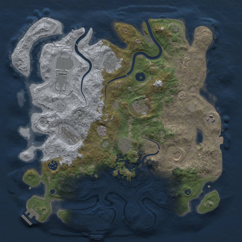 Rust Map: Procedural Map, Size: 3800, Seed: 136245357, 16 Monuments