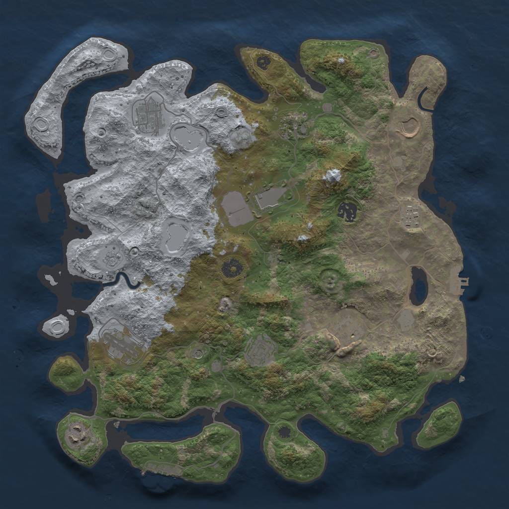 Rust Map: Procedural Map, Size: 3800, Seed: 136245357, 19 Monuments