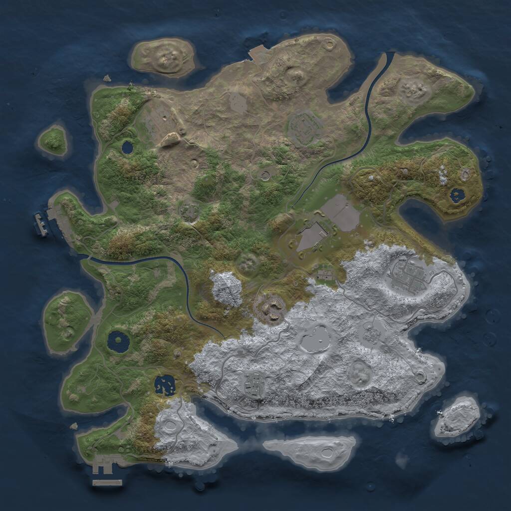 Rust Map: Procedural Map, Size: 3500, Seed: 1211761279, 13 Monuments