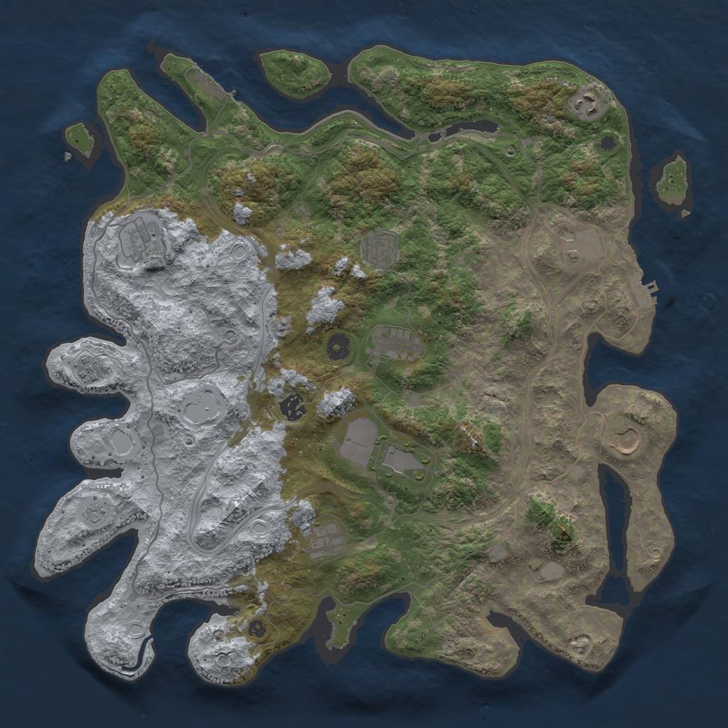 Rust Map: Procedural Map, Size: 4250, Seed: 1913495598, 19 Monuments