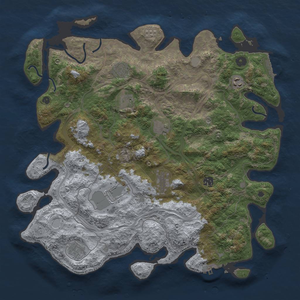 Rust Map: Procedural Map, Size: 4250, Seed: 335856461, 18 Monuments