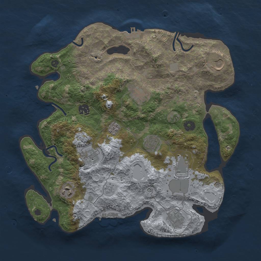 Rust Map: Procedural Map, Size: 3500, Seed: 18757834, 18 Monuments