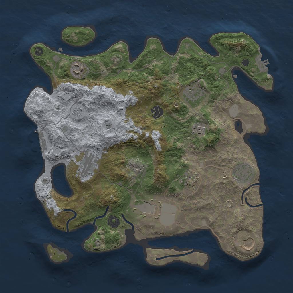 Rust Map: Procedural Map, Size: 3500, Seed: 775106808, 18 Monuments