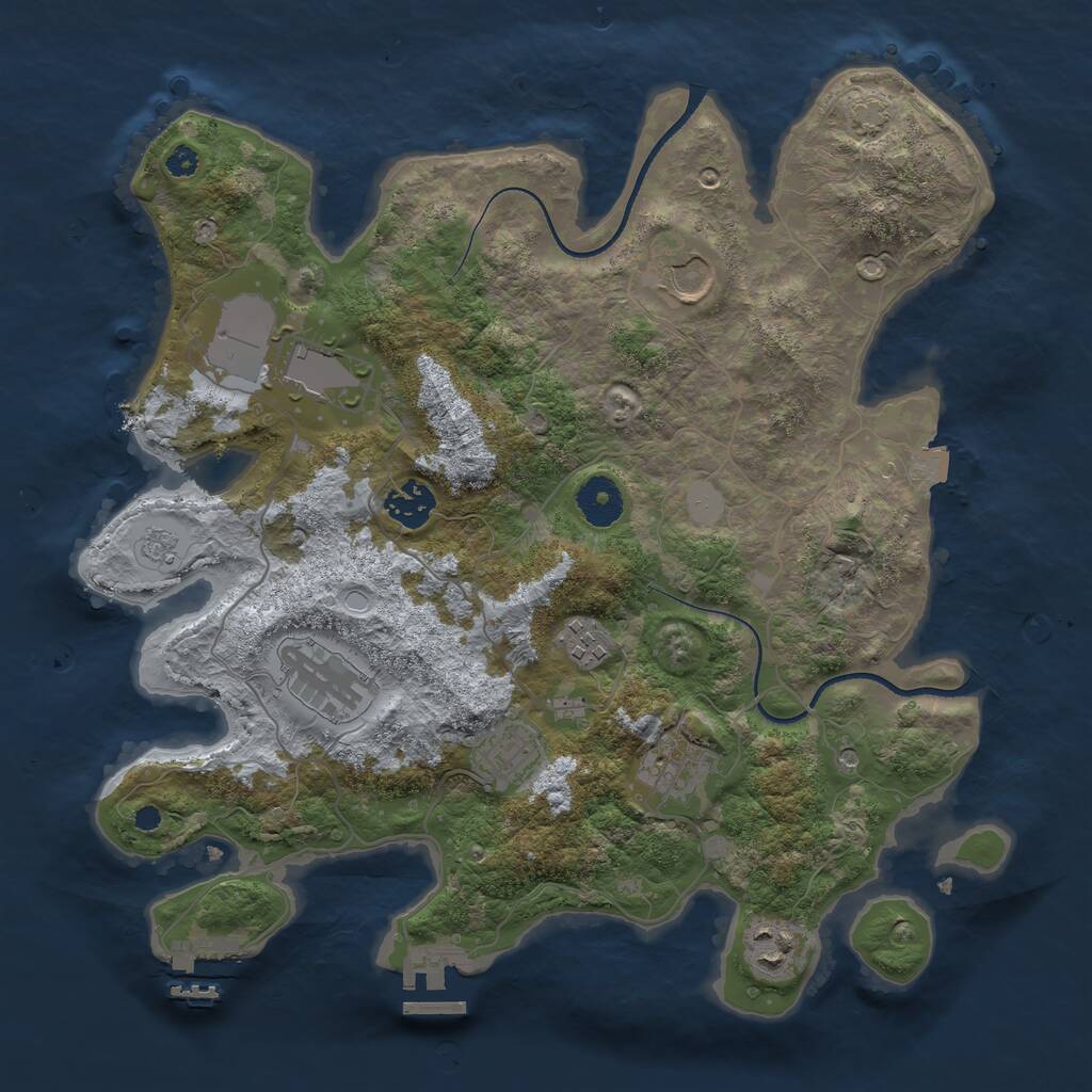 Rust Map: Procedural Map, Size: 3500, Seed: 686479124, 14 Monuments