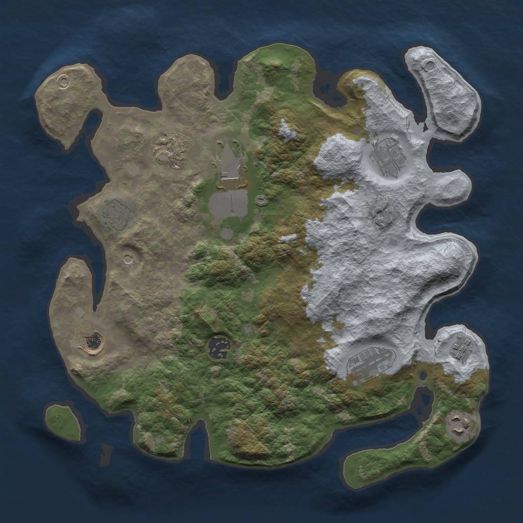 Rust Map: Barren, Size: 3500, Seed: 575189567, 12 Monuments