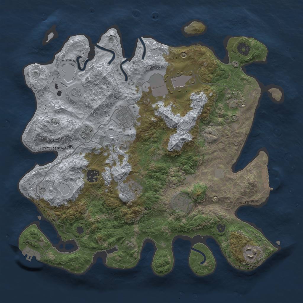 Rust Map: Procedural Map, Size: 3500, Seed: 717602289, 17 Monuments