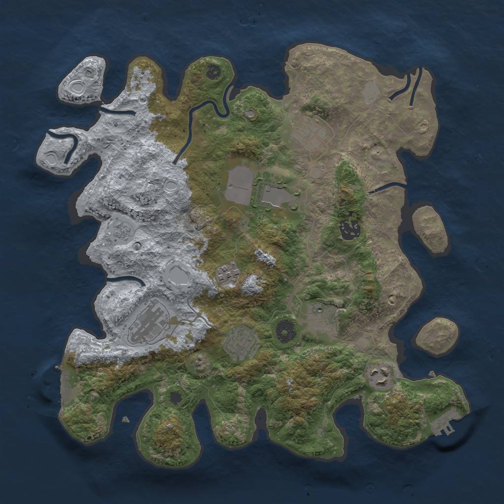 Rust Map: Procedural Map, Size: 3500, Seed: 1167222127, 16 Monuments