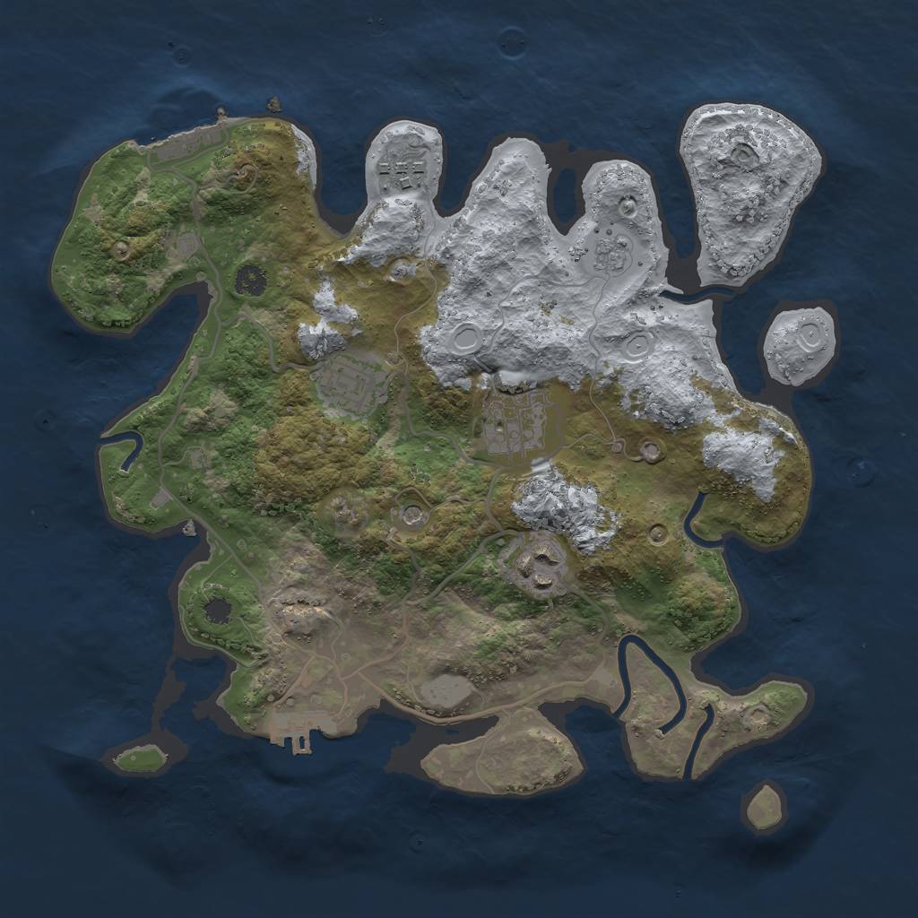 Rust Map: Procedural Map, Size: 3000, Seed: 822, 13 Monuments
