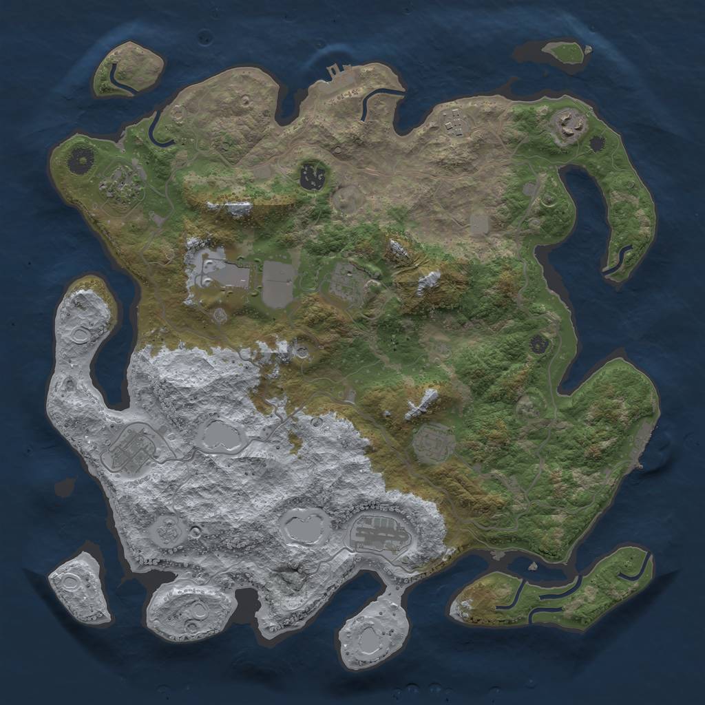 Rust Map: Procedural Map, Size: 4000, Seed: 675410236, 18 Monuments
