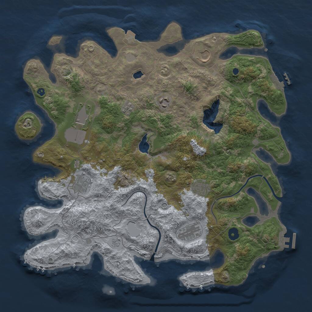 Rust Map: Procedural Map, Size: 4000, Seed: 990216, 13 Monuments