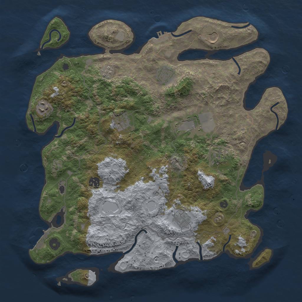 Rust Map: Procedural Map, Size: 4000, Seed: 2134492338, 18 Monuments