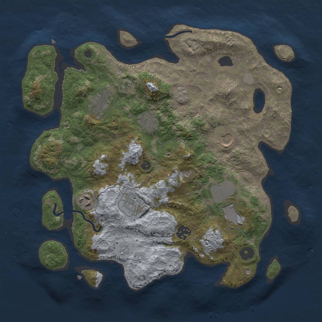 Rust Map: Procedural Map, Size: 3500, Seed: 1639929572, 15 Monuments