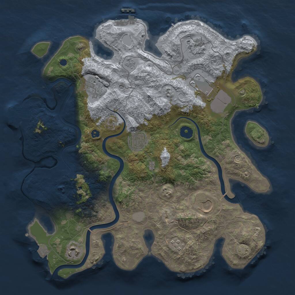 Rust Map: Procedural Map, Size: 3500, Seed: 1963893100, 13 Monuments