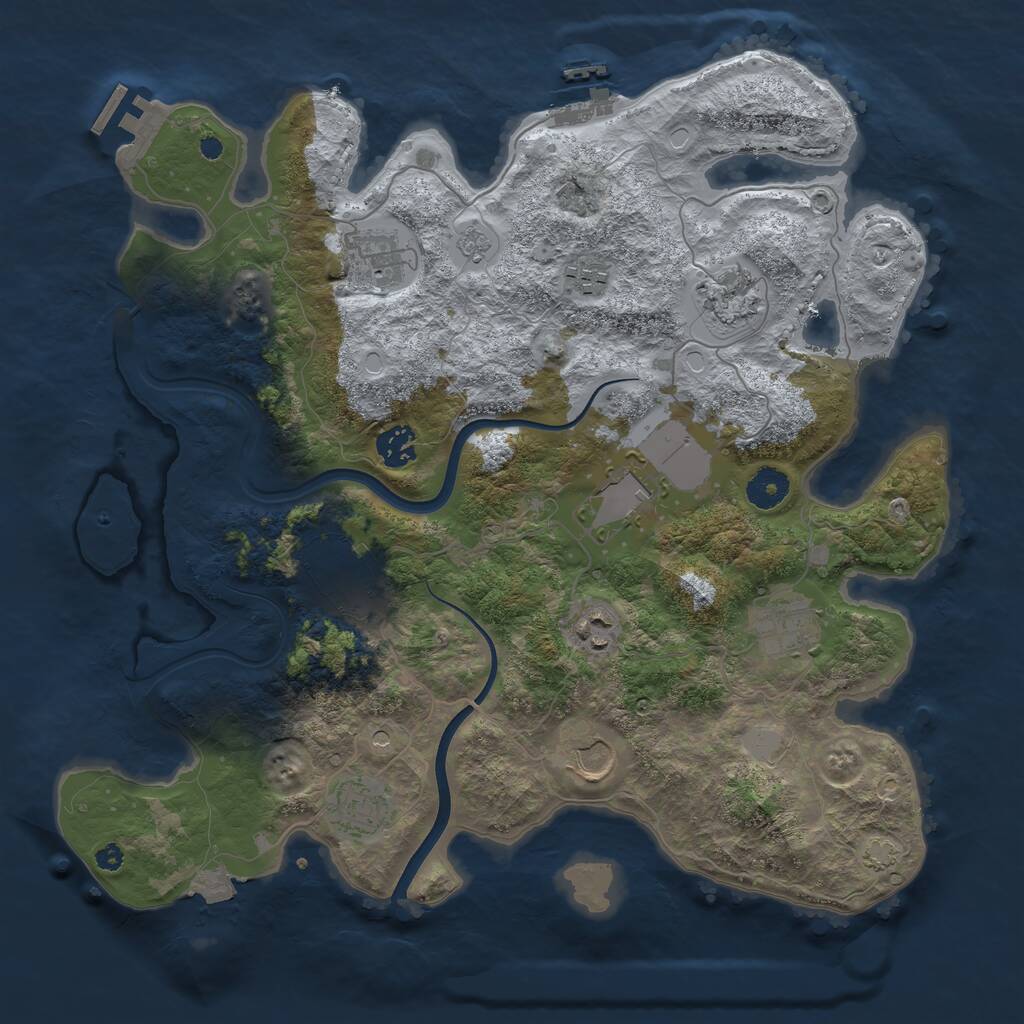 Rust Map: Procedural Map, Size: 3750, Seed: 141451138, 16 Monuments
