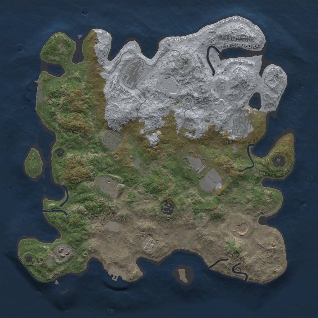 Rust Map: Procedural Map, Size: 3750, Seed: 141451138, 18 Monuments