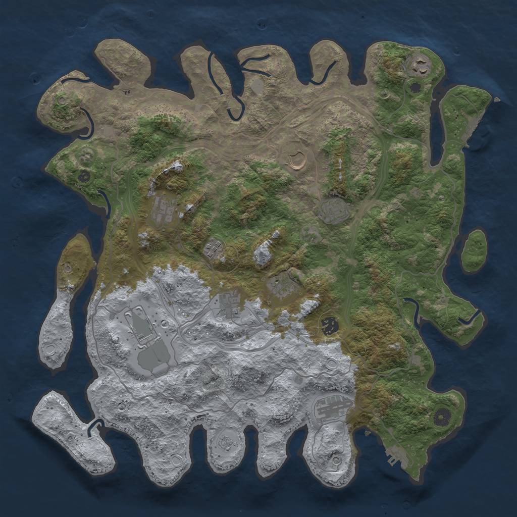 Rust Map: Procedural Map, Size: 4300, Seed: 422134806, 19 Monuments