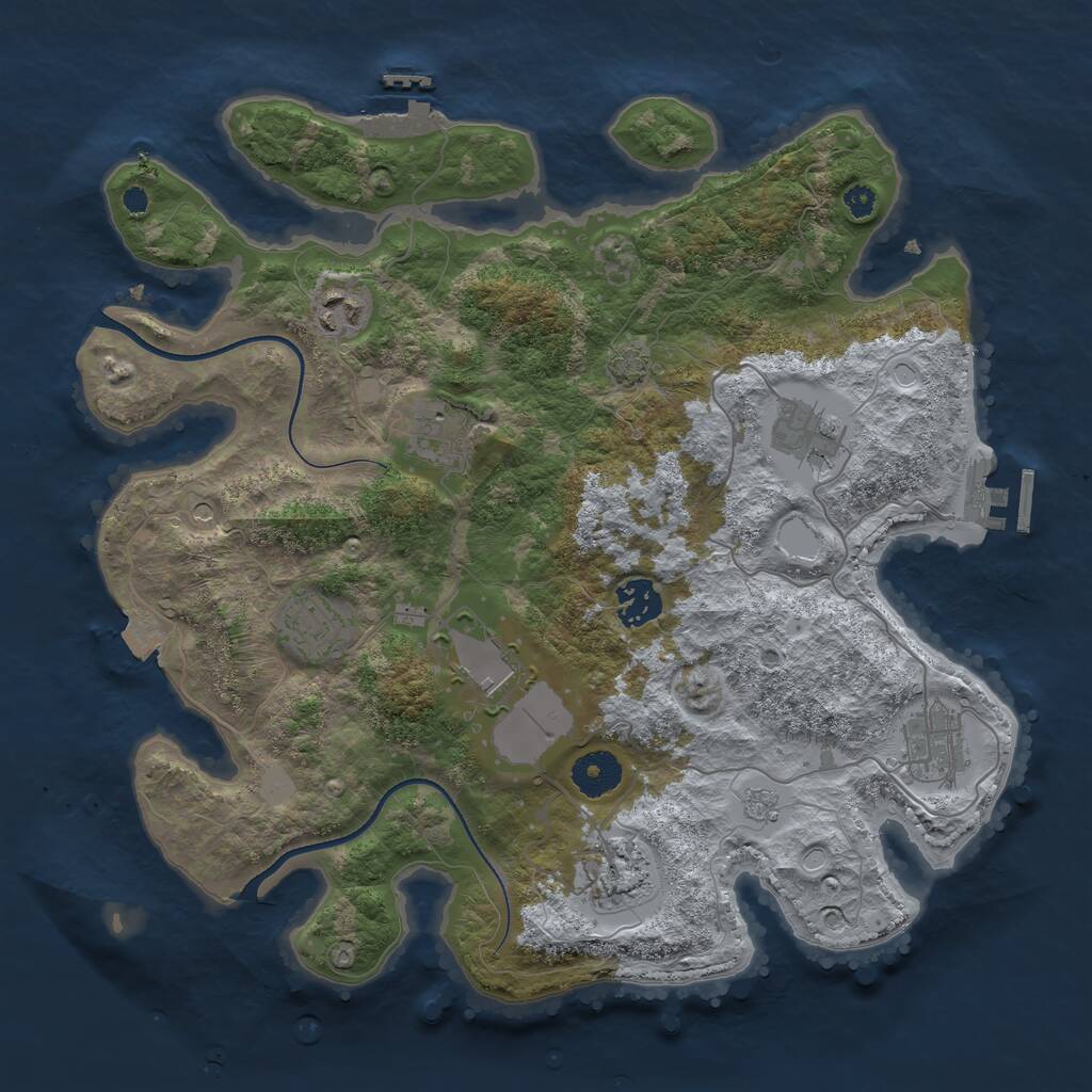 Rust Map: Procedural Map, Size: 3500, Seed: 64287697, 14 Monuments