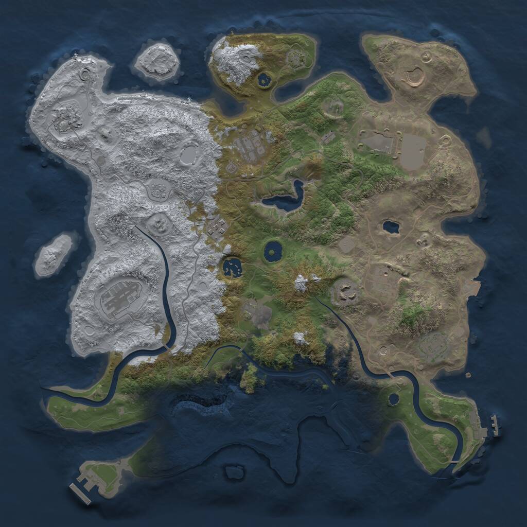 Rust Map: Procedural Map, Size: 4000, Seed: 943794649, 17 Monuments