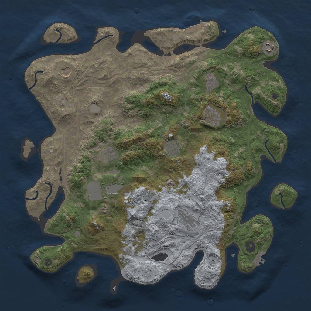 Rust Map: Procedural Map, Size: 4250, Seed: 632403512, 18 Monuments