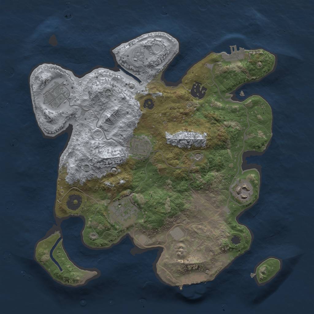 Rust Map: Procedural Map, Size: 3000, Seed: 265663949, 12 Monuments