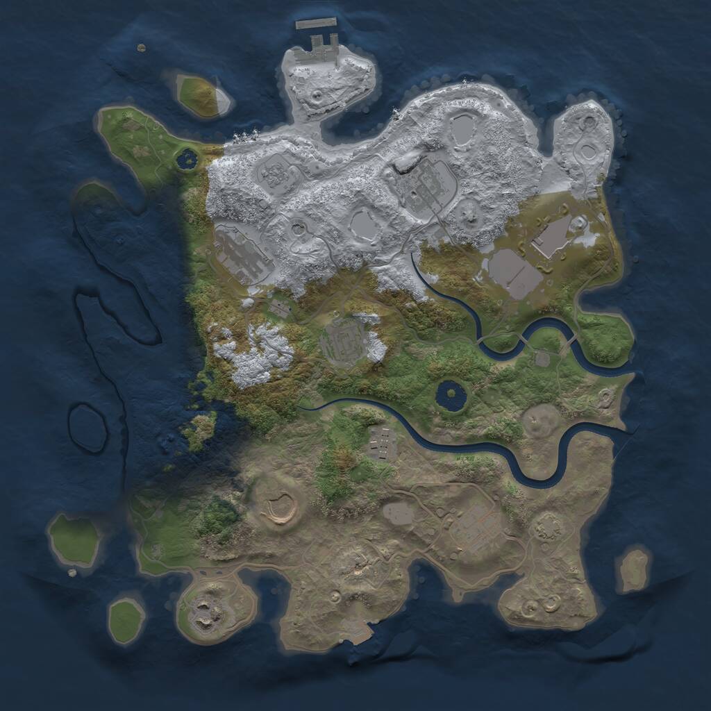 Rust Map: Procedural Map, Size: 3500, Seed: 1728945904, 13 Monuments