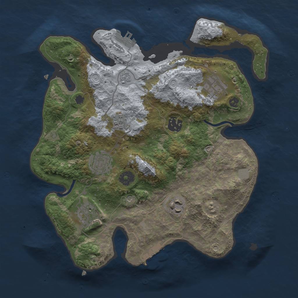 Rust Map: Procedural Map, Size: 3000, Seed: 690250940, 15 Monuments