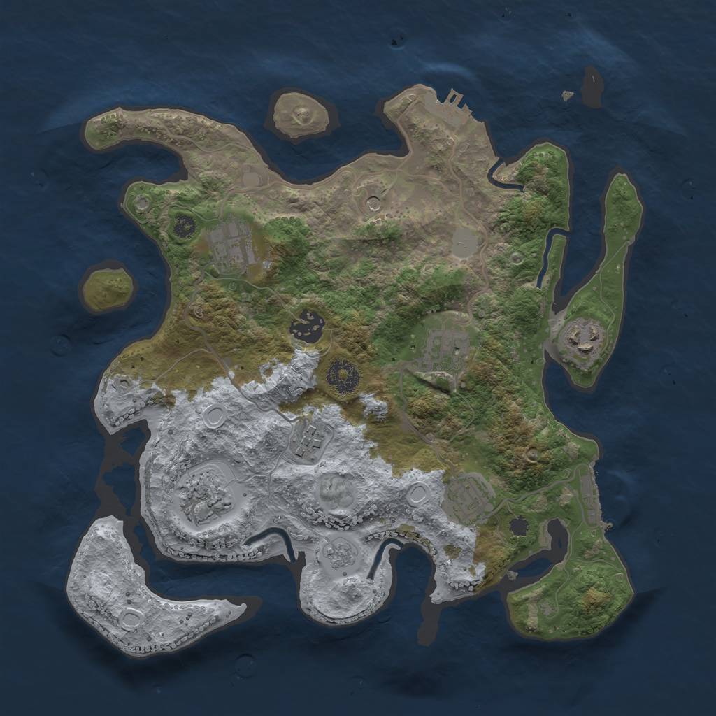 Rust Map: Procedural Map, Size: 3200, Seed: 2082520967, 16 Monuments