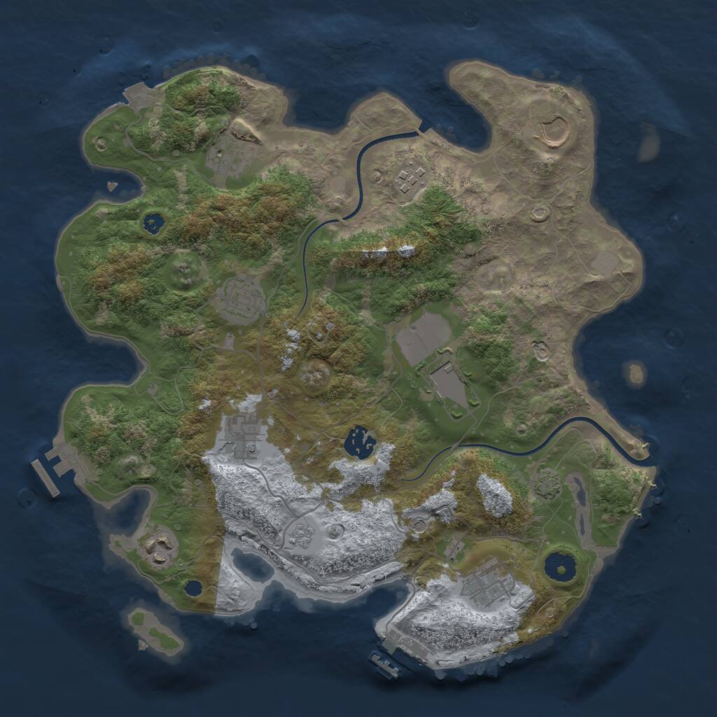 Rust Map: Procedural Map, Size: 3500, Seed: 316379089, 15 Monuments