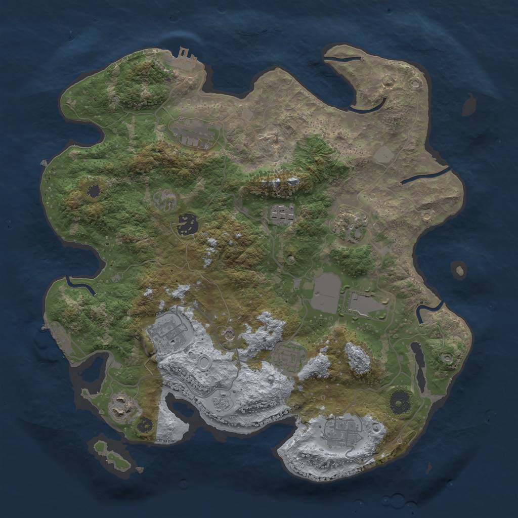 Rust Map: Procedural Map, Size: 3500, Seed: 316379089, 18 Monuments