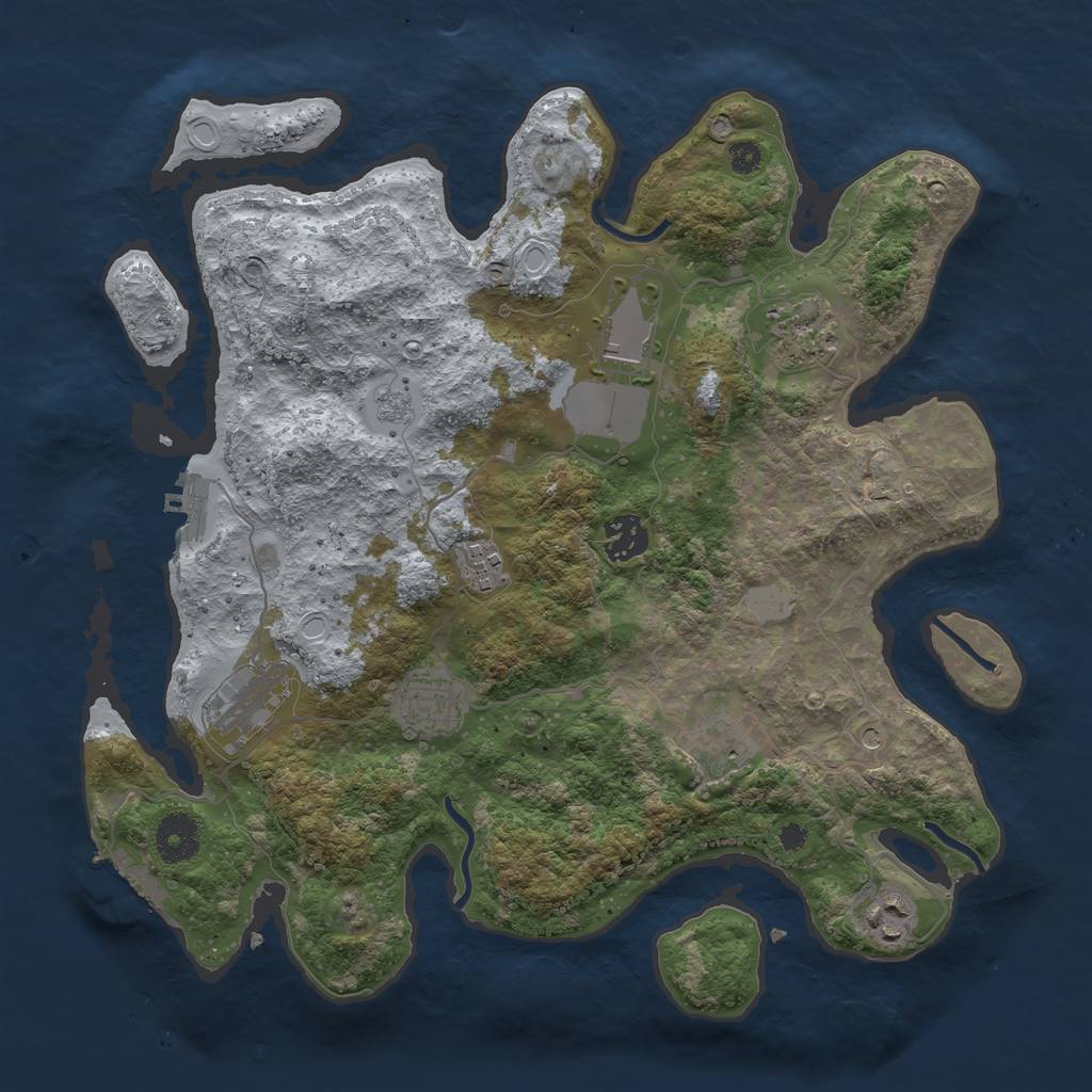 Rust Map: Procedural Map, Size: 3500, Seed: 1393708557, 17 Monuments