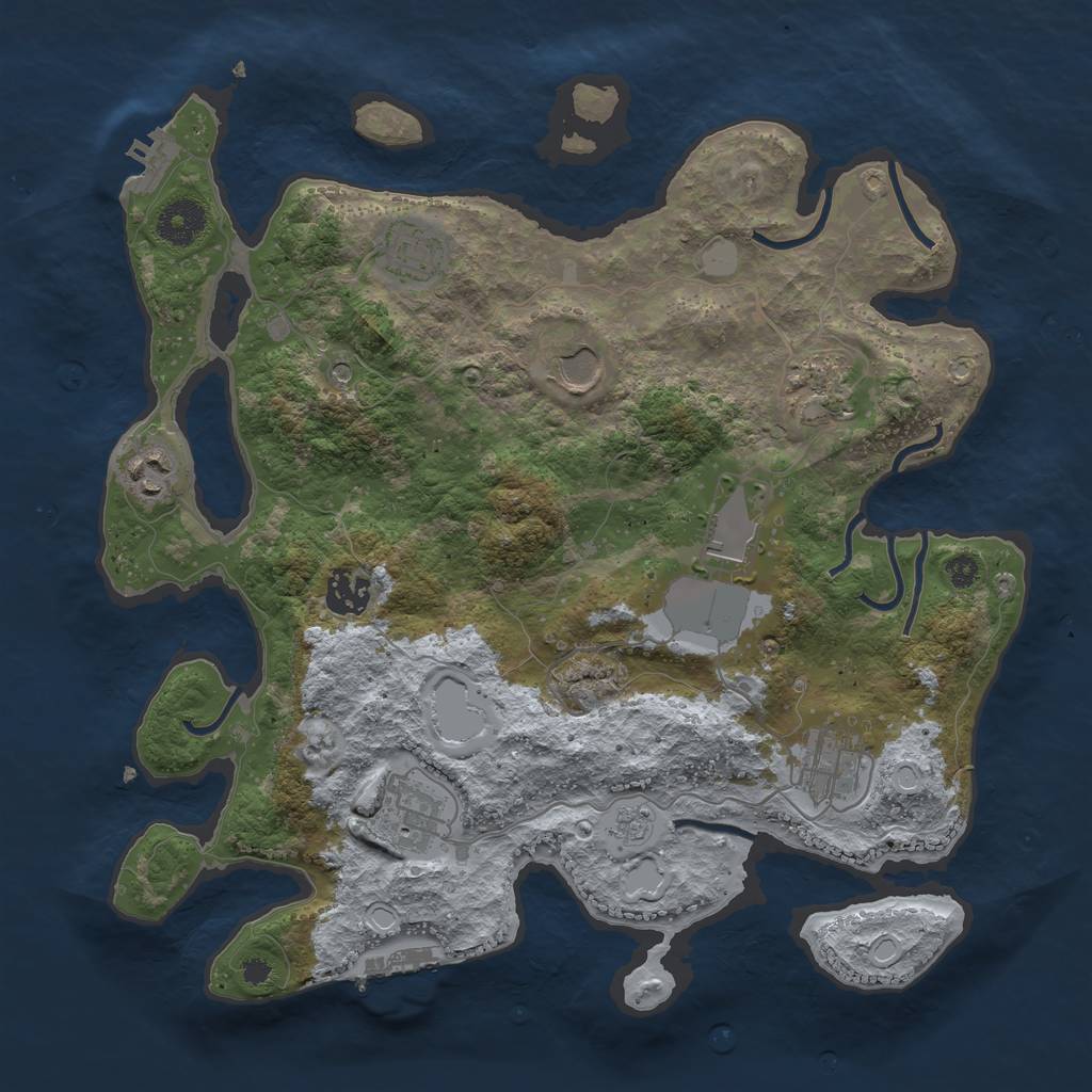 Rust Map: Procedural Map, Size: 3500, Seed: 1791448646, 17 Monuments
