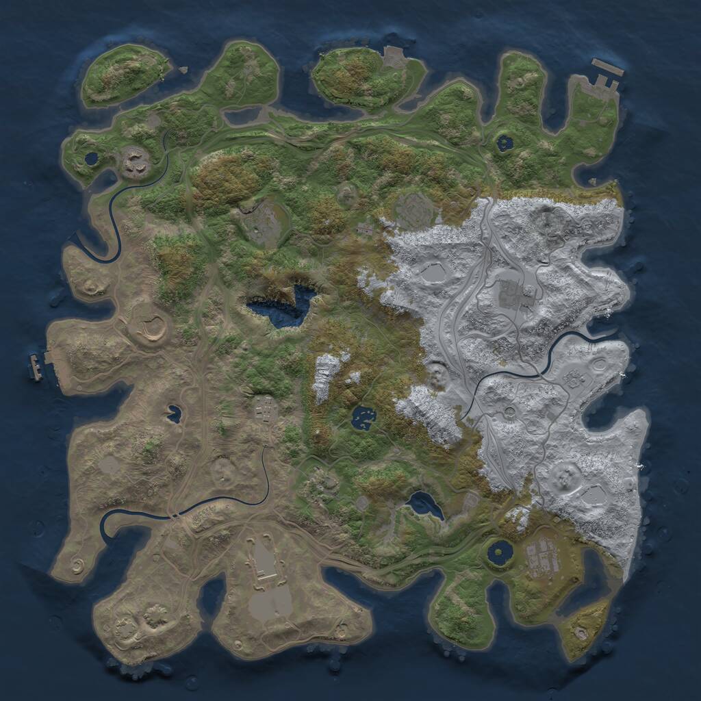 Rust Map: Procedural Map, Size: 4276, Seed: 100000, 16 Monuments