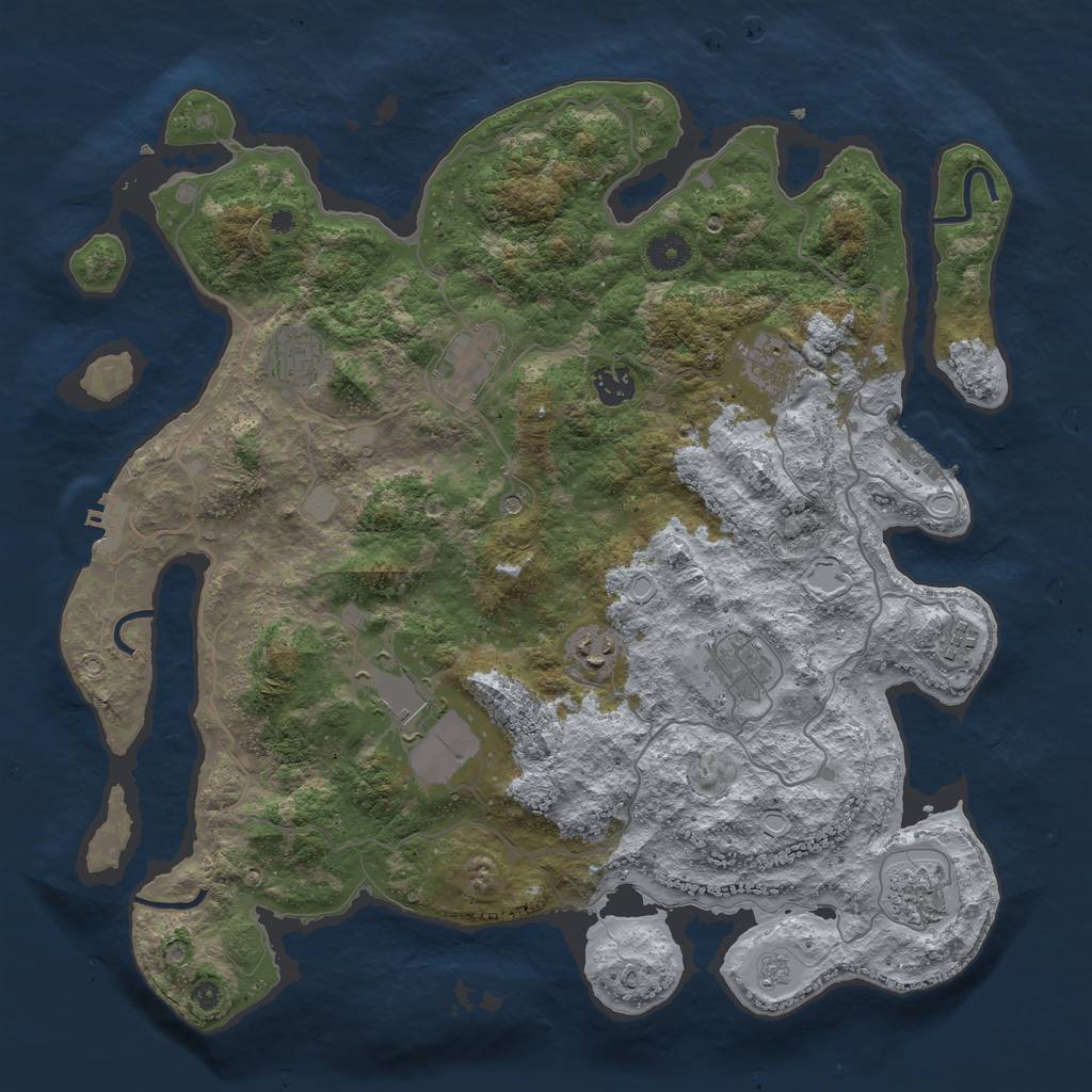 Rust Map: Procedural Map, Size: 4000, Seed: 911907309, 18 Monuments