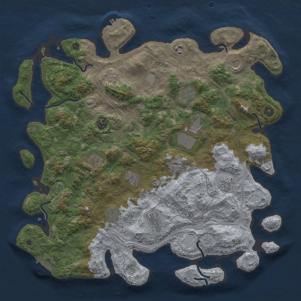 Rust Map: Procedural Map, Size: 4500, Seed: 1931171579, 20 Monuments