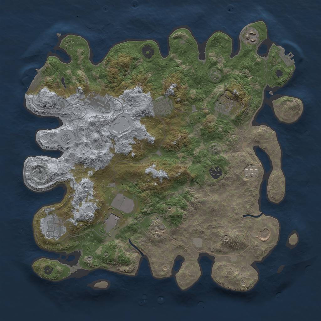 Rust Map: Procedural Map, Size: 3850, Seed: 823744, 19 Monuments