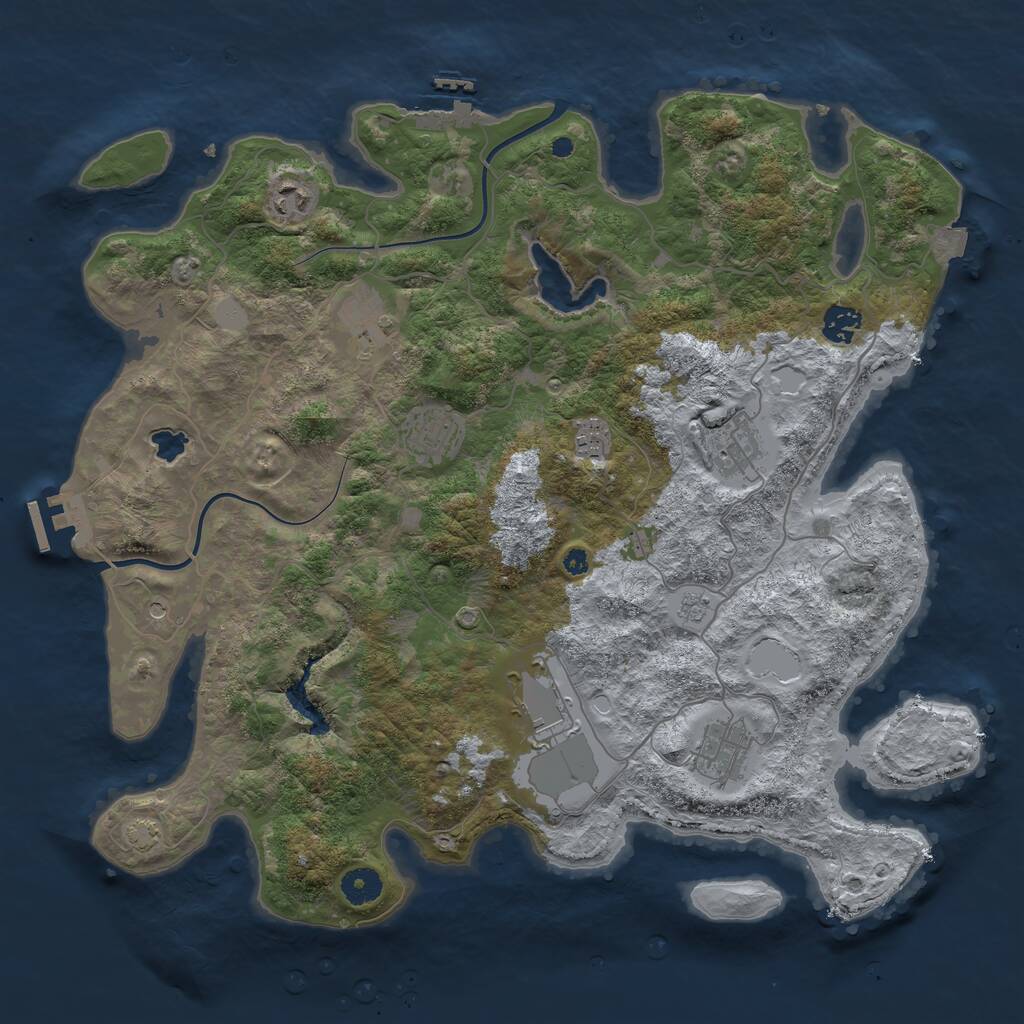 Rust Map: Procedural Map, Size: 4000, Seed: 1307638252, 14 Monuments