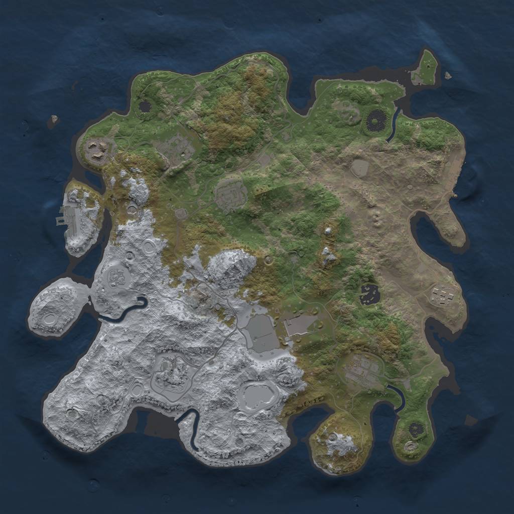 Rust Map: Procedural Map, Size: 3600, Seed: 252063060, 17 Monuments