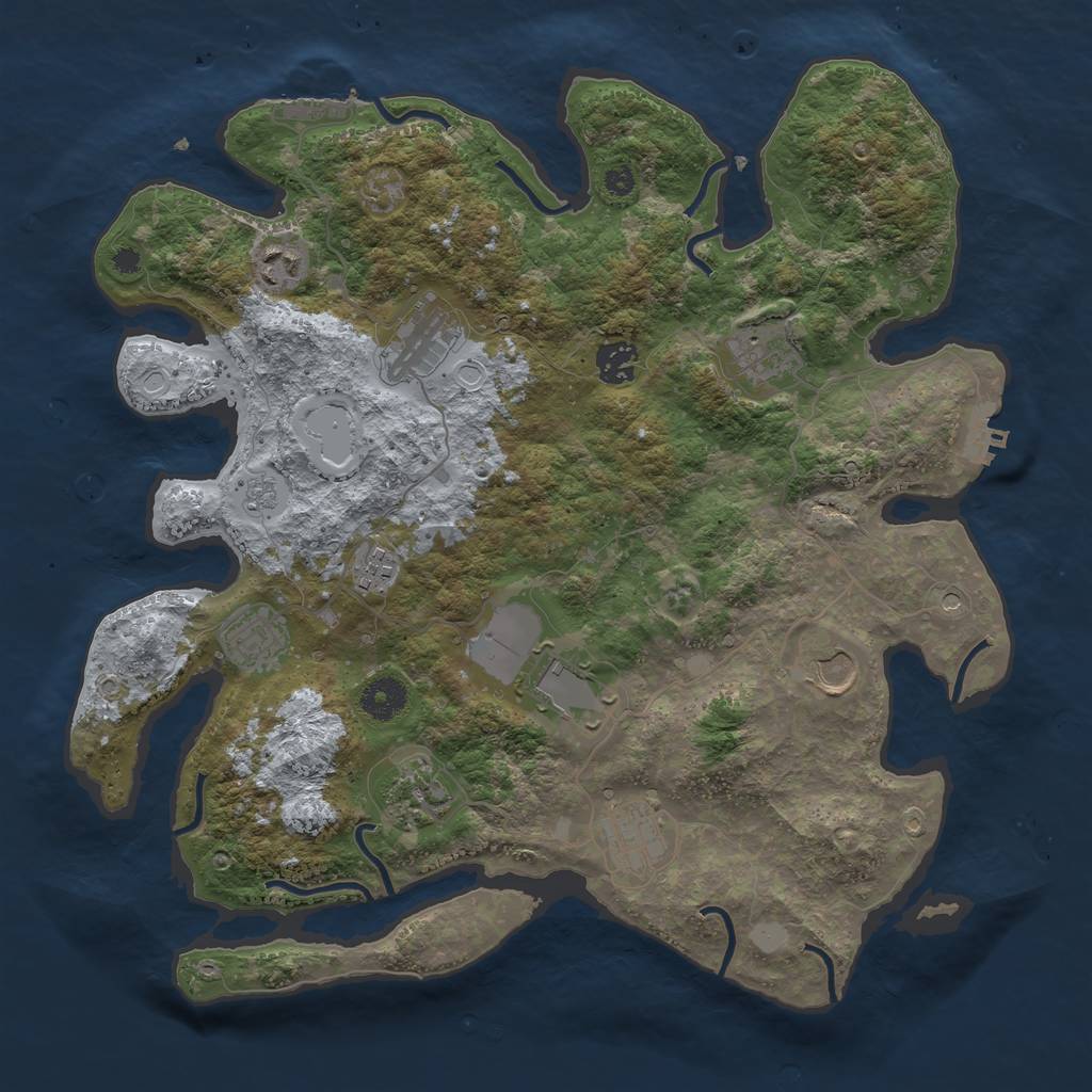 Rust Map: Procedural Map, Size: 3750, Seed: 36534148, 19 Monuments