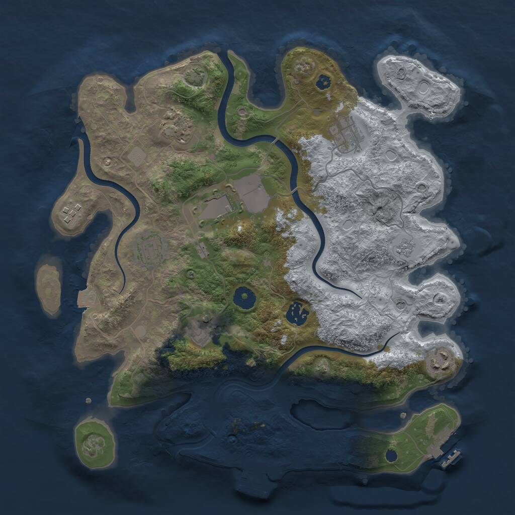 Rust Map: Procedural Map, Size: 3500, Seed: 1438334518, 14 Monuments